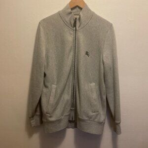 Burberry Brit Equestrian Knight mock neck full zip sweatshirt in h. grey fleece